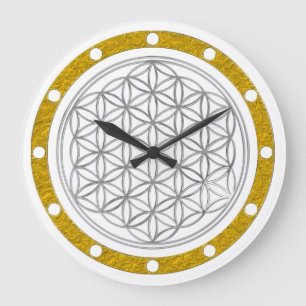 FLOWER OF LIFE - silver - clock face gold ring