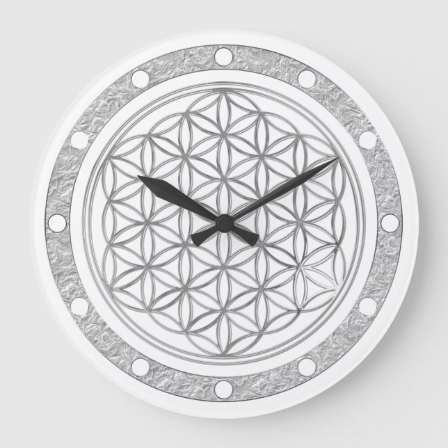 FLOWER OF LIFE - silver - clock face ring (Front)