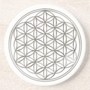 FLOWER OF LIFE - silver Coaster
