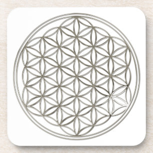 FLOWER OF LIFE - silver Coaster