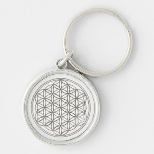 FLOWER OF LIFE - silver Key Ring