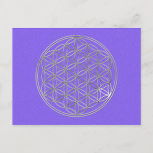 Flower Of Life silver, lila splatter Postcard