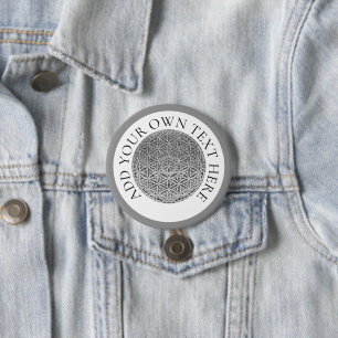 FLOWER OF LIFE - silver medal 7.5 Cm Round Badge
