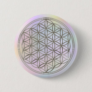 Flower of Life silver pastel 6 Cm Round Badge