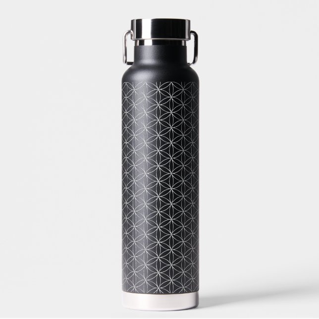 FLOWER OF LIFE - silver style pattern Water Bottle (Front)