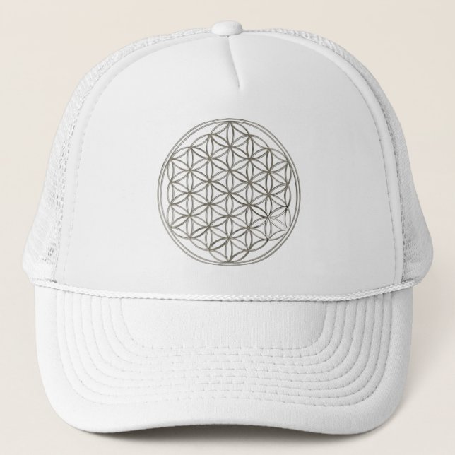 FLOWER OF LIFE - silver Trucker Hat (Front)