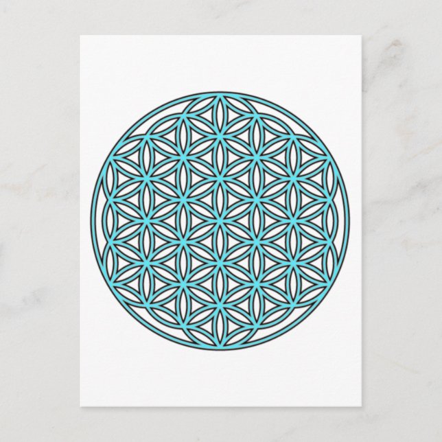 Flower of Life Single Turquoise Postcard (Front)