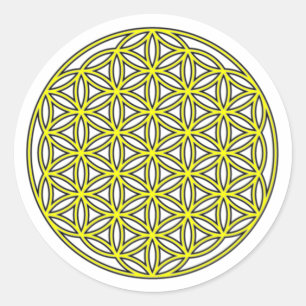 Flower of Life Single Yellow Classic Round Sticker