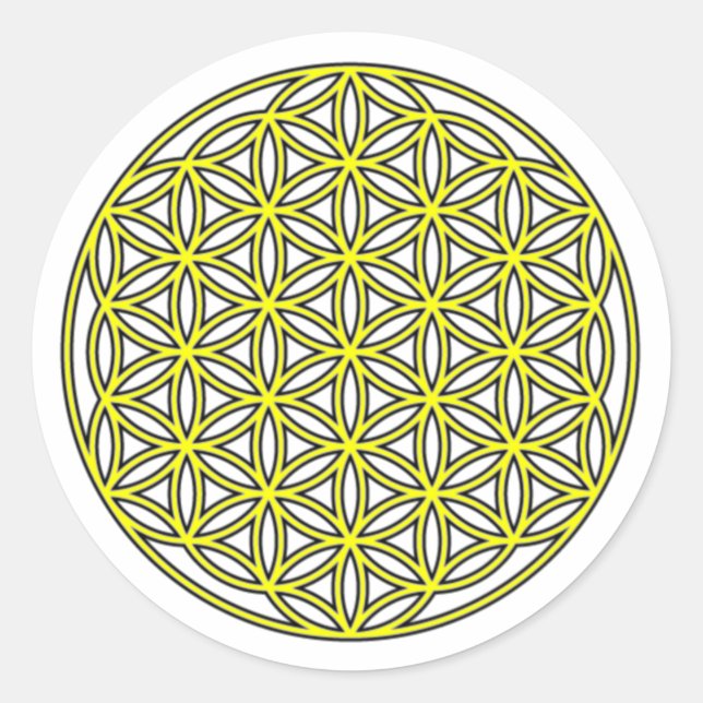 Flower of Life Single Yellow Classic Round Sticker (Front)