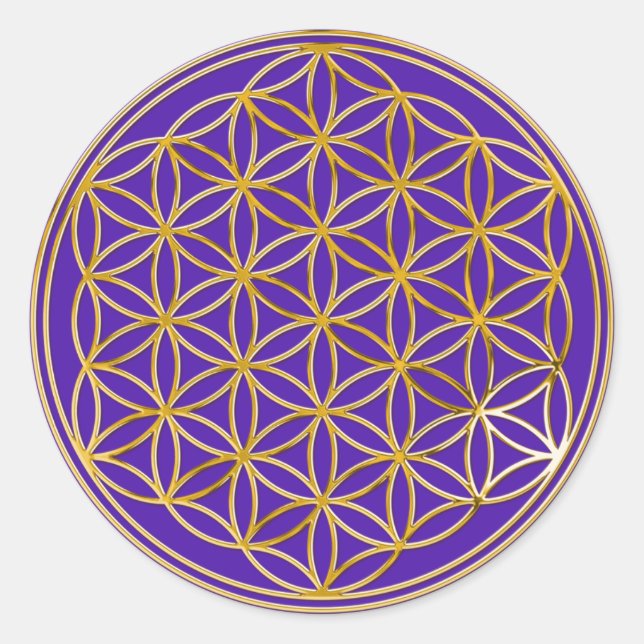 Flower of life | small / purple BG Classic Round Sticker (Front)