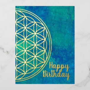Flower Of Life - Solid Original Shape Foil Holiday Postcard