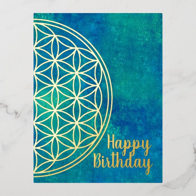 Flower Of Life - Solid Original Shape Foil Holiday Postcard (Front)