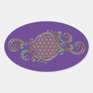 Flower Of Life - Spirals Ornaments 1 Oval Sticker