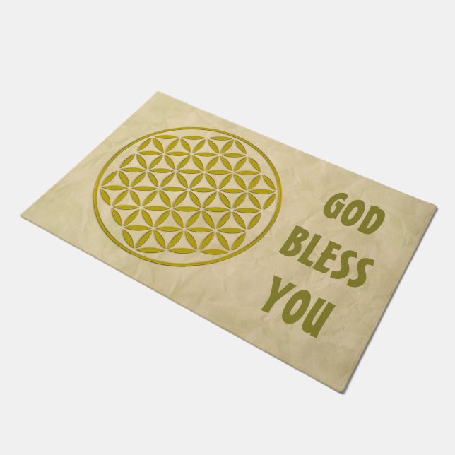 Flower of Life - stamp gold + your backgr. & ideas Doormat (Angled)