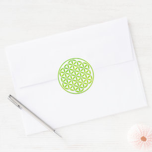 Flower of Life - stamp green + your backg. & ideas Classic Round Sticker