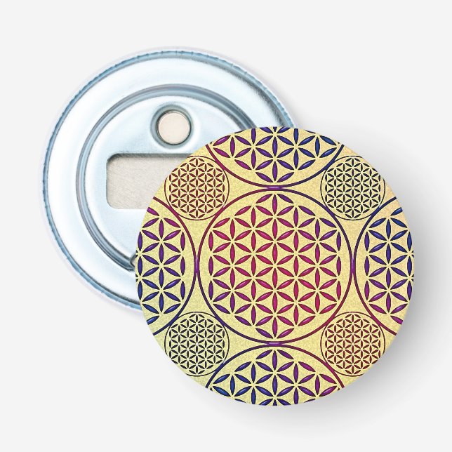 Flower of Life - stamp grunge pattern 1 Bottle Opener (Front)