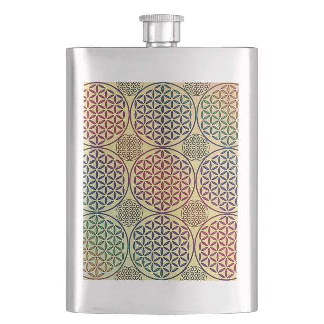 Flower of Life - stamp grunge pattern 1 Hip Flask (Front)