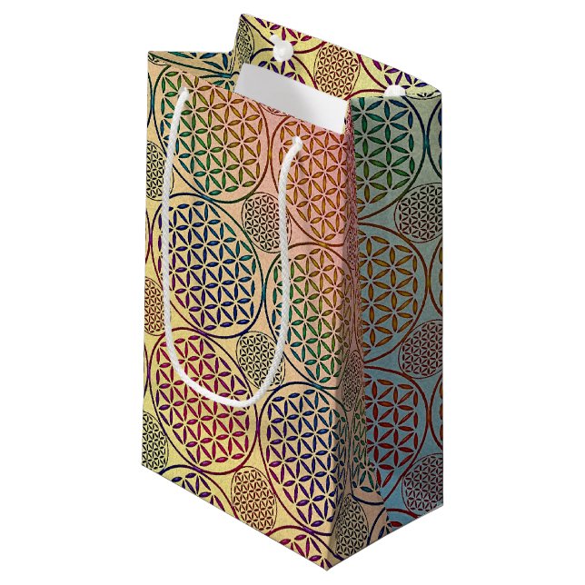 Flower of Life - stamp grunge pattern 1 Small Gift Bag (Front Angled)