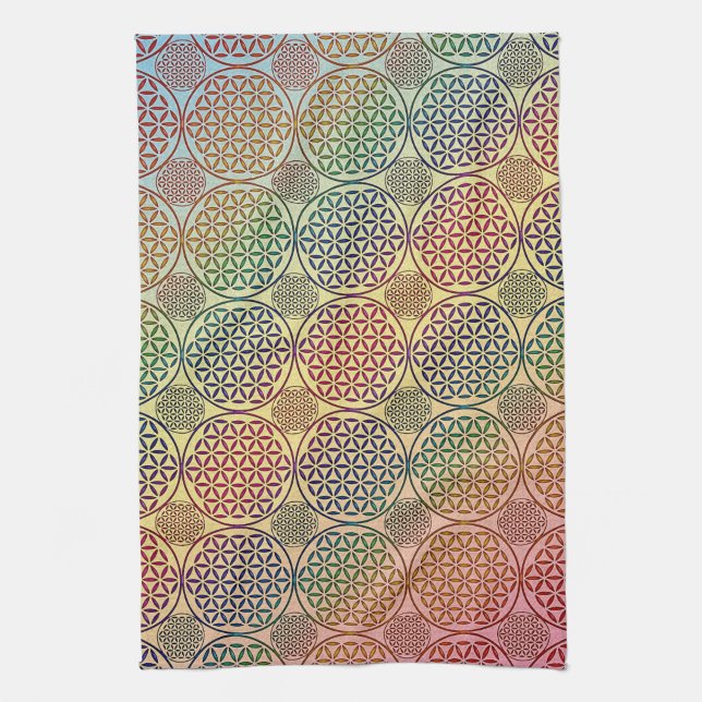 Flower of Life - stamp grunge pattern 1 Tea Towel (Vertical)