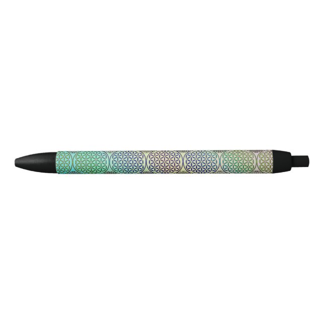 Flower of Life - stamp grunge pattern 2 Black Ink Pen (Front)