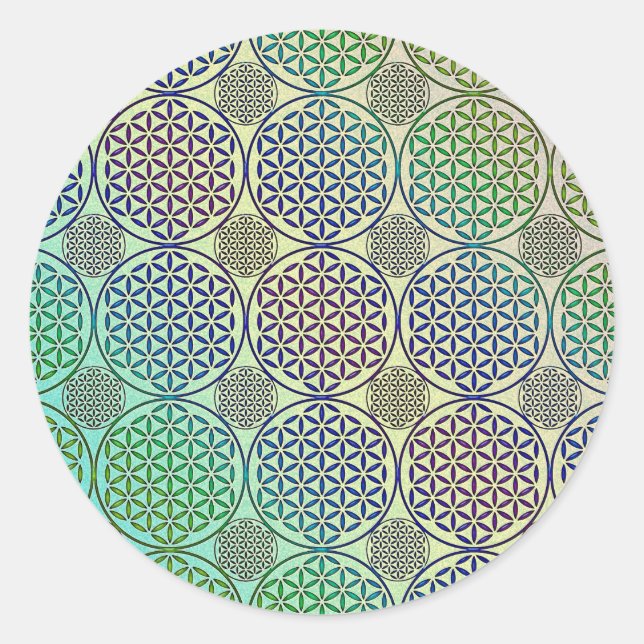 Flower of Life - stamp grunge pattern 2 Classic Round Sticker (Front)