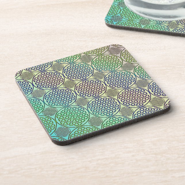 Flower of Life - stamp grunge pattern 2 Coaster (Left Side)