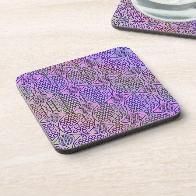Flower of Life - stamp grunge pattern 3 Coaster (Left Side)