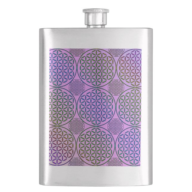 Flower of Life - stamp grunge pattern 3 Hip Flask (Front)