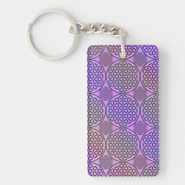 Flower of Life - stamp grunge pattern 3 Key Ring (Front)