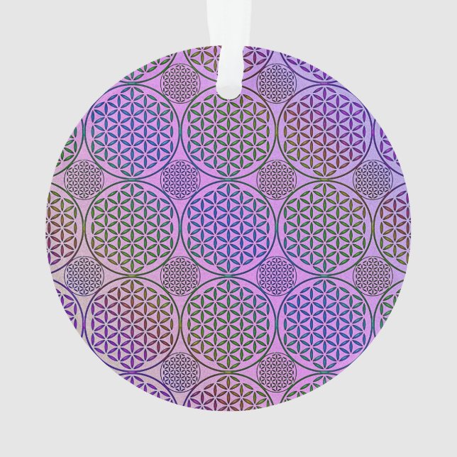 Flower of Life - stamp grunge pattern 3 Ornament (Back)