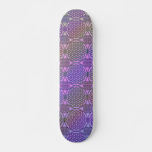 Flower of Life - stamp grunge pattern 3 Skateboard