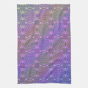 Flower of Life - stamp grunge pattern 3 Tea Towel