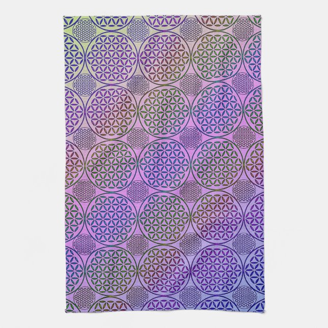 Flower of Life - stamp grunge pattern 3 Tea Towel (Vertical)