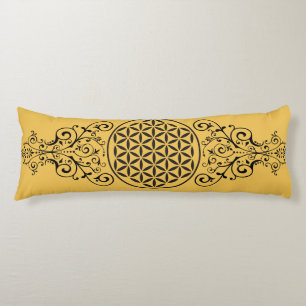 Flower Of Life - stamp ornaments black I Body Cushion