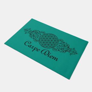Flower Of Life - stamp ornaments black I Doormat