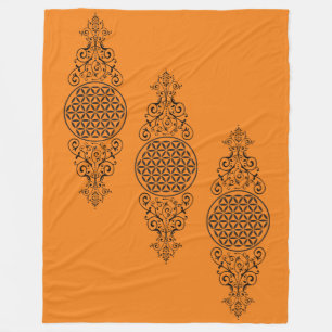 Flower Of Life - stamp ornaments black I Fleece Blanket