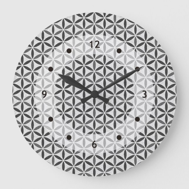 Flower of Life - stamp pattern - BG 5 Large Clock (Front)
