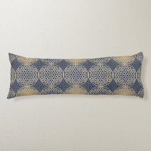 Flower of Life - stamp pattern - blue sand Body Cushion
