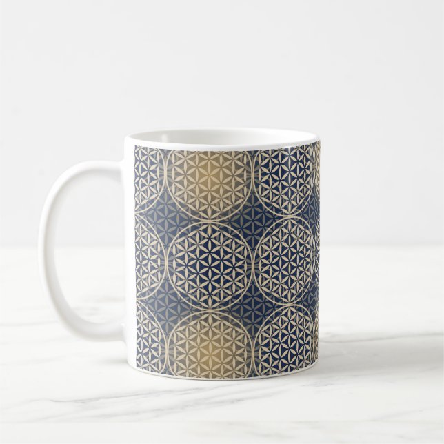 Flower of Life - stamp pattern - blue sand Coffee Mug (Left)
