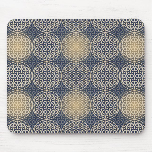 Flower of Life - stamp pattern - blue sand Mouse Pad (Front)
