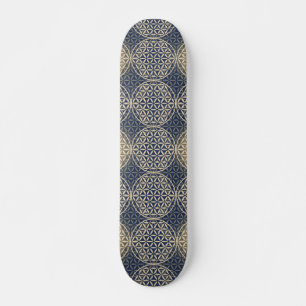Flower of Life - stamp pattern - blue sand Skateboard