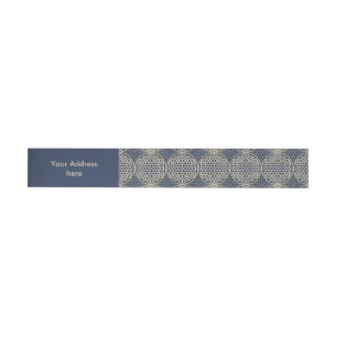 Flower of Life - stamp pattern - blue sand Wraparound Address Label