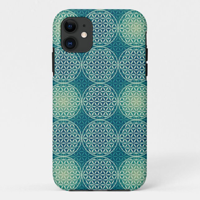 Flower of Life - stamp pattern - cyan blue Case-Mate iPhone Case (Back)