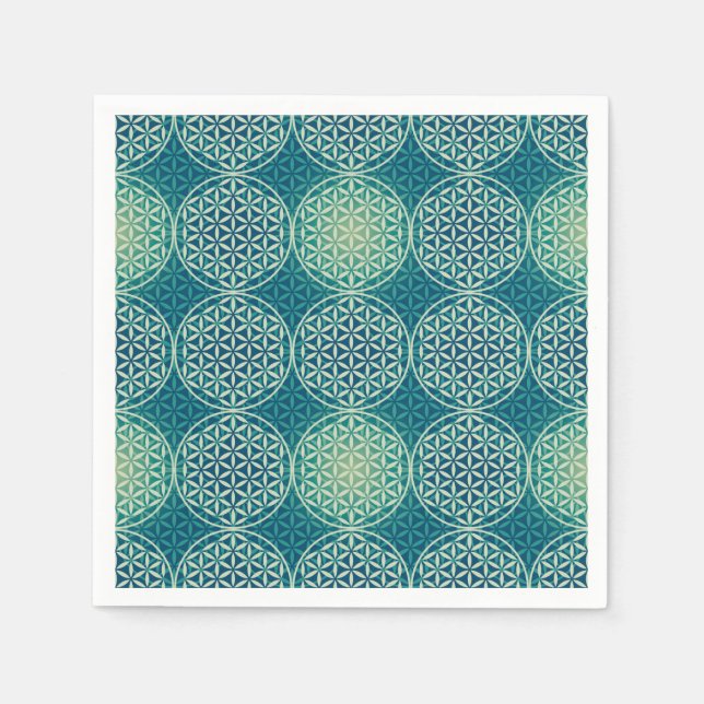 Flower of Life - stamp pattern - cyan blue Napkin (Front)