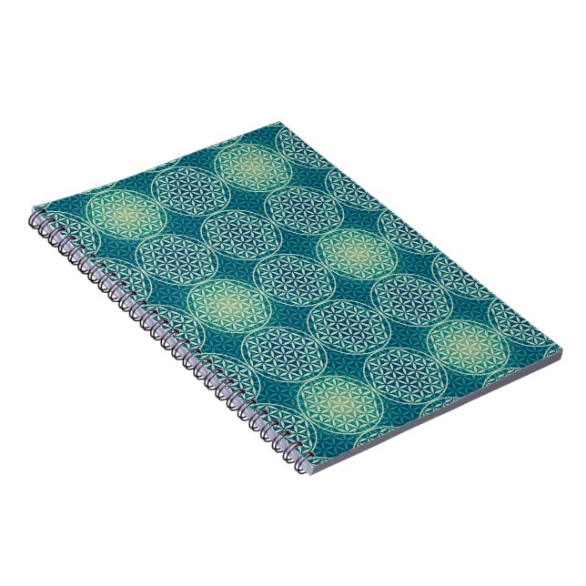 Flower of Life - stamp pattern - cyan blue Notebook (Right Side)