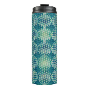 Flower of Life - stamp pattern - cyan blue Thermal Tumbler