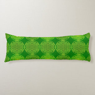 Flower of Life - stamp pattern - green Body Cushion