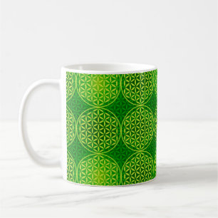 Flower of Life - stamp pattern - green Coffee Mug