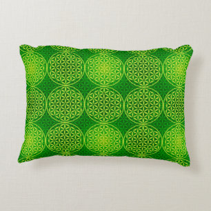 Flower of Life - stamp pattern - green Decorative Cushion