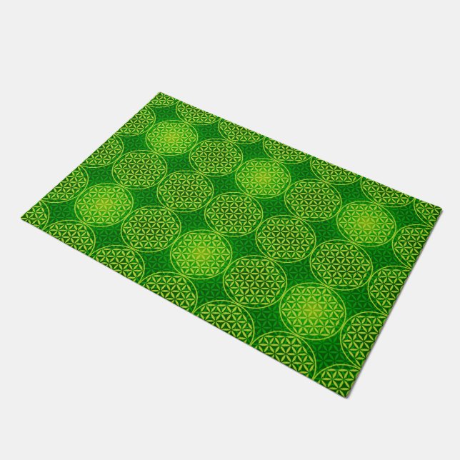 Flower of Life - stamp pattern - green Doormat (Angled)